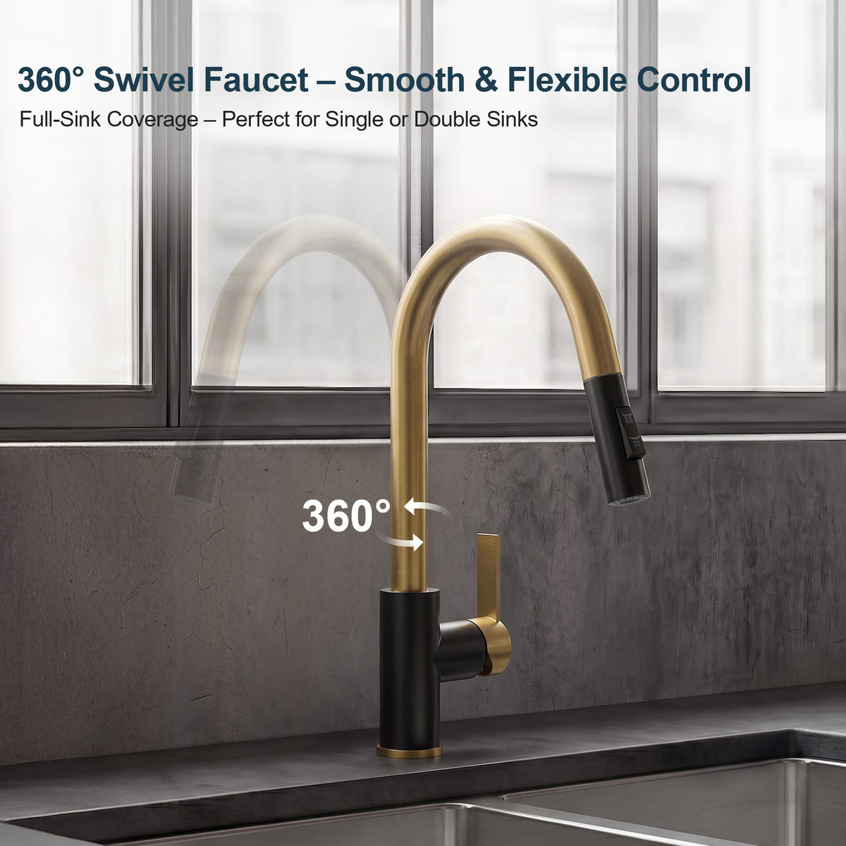 Single-Handle Pull-Down Kitchen Faucet with Dual Spray Modes