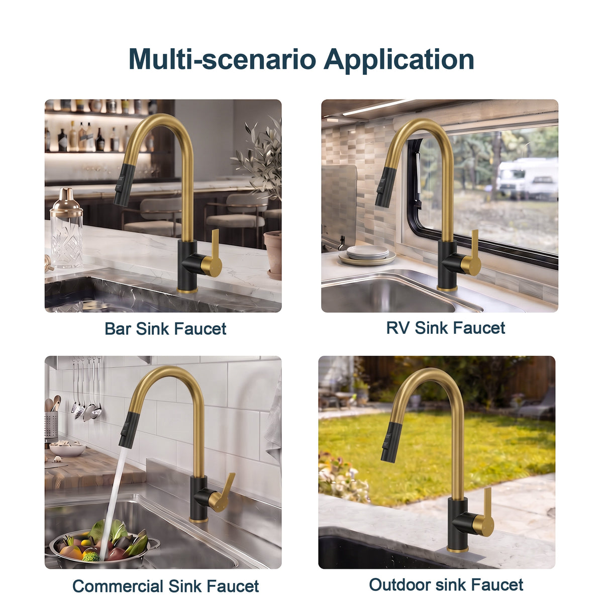 Single-Handle Pull-Down Kitchen Faucet with Dual Spray Modes