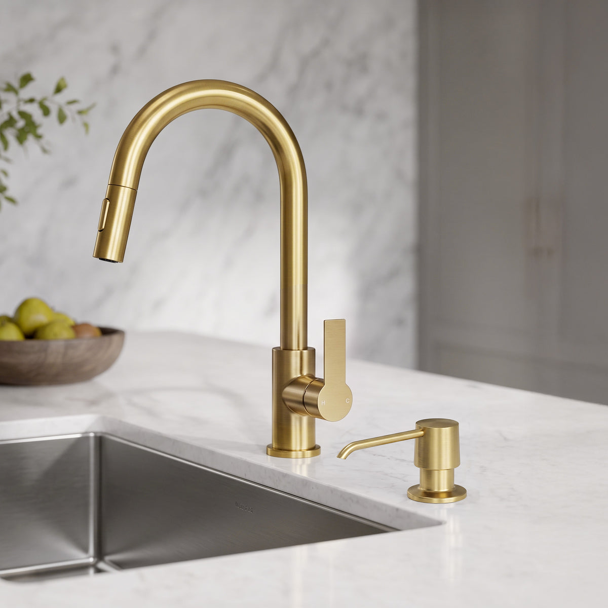 Deck-Mounted Liquid Soap Dispenser with 360-Degree Swivel Spout and Top-Fill Pump