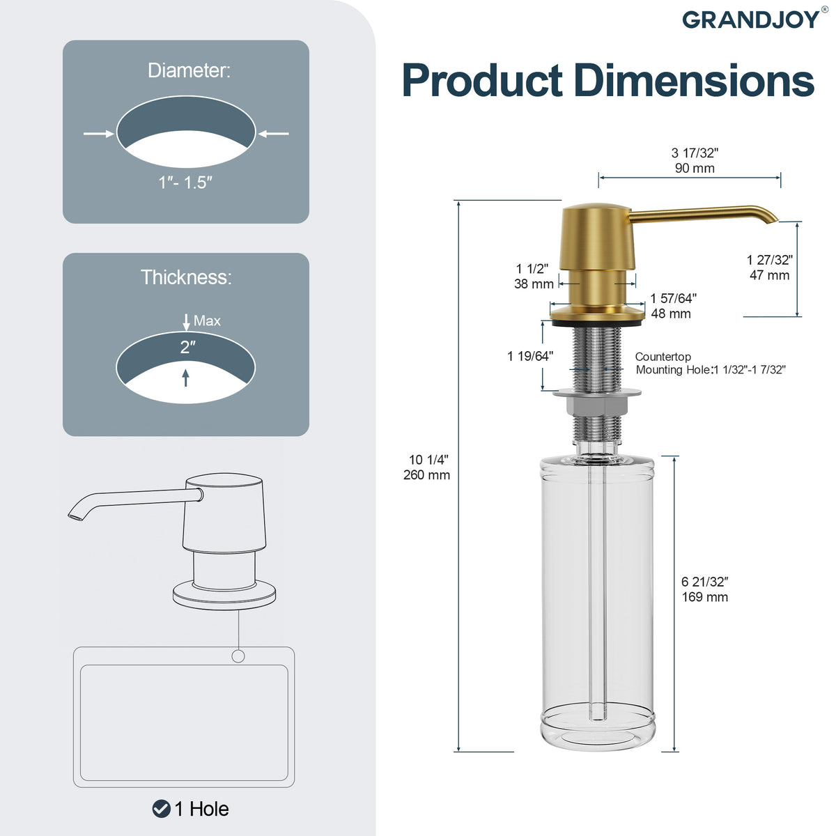 Deck-Mounted Liquid Soap Dispenser with 360-Degree Swivel Spout and Top-Fill Pump