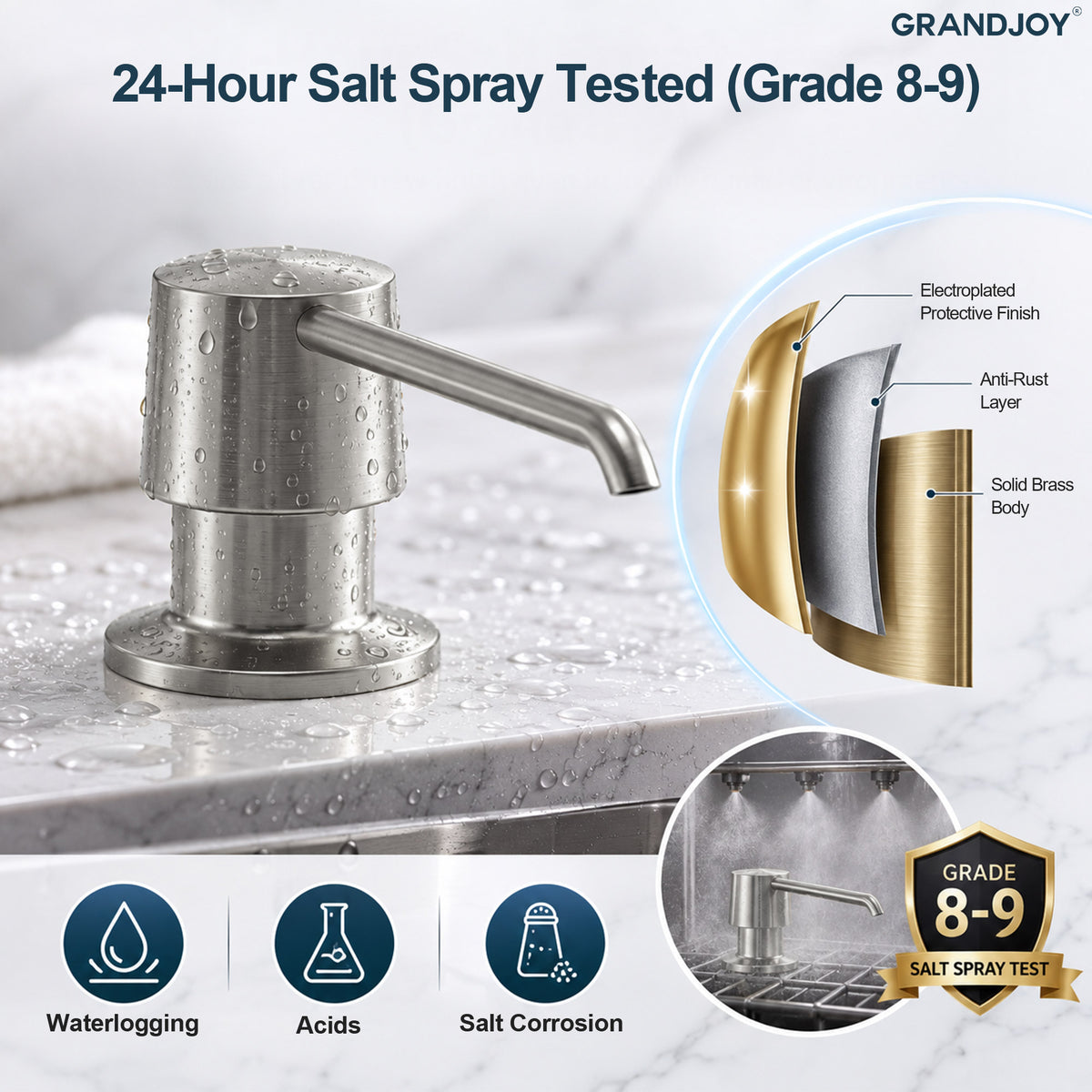 Deck-Mounted Liquid Soap Dispenser with 360-Degree Swivel Spout and Top-Fill Pump