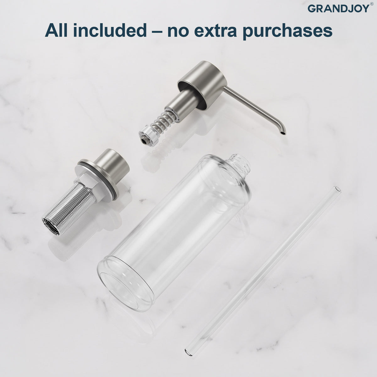 Deck-Mounted Liquid Soap Dispenser with 360-Degree Swivel Spout and Top-Fill Pump