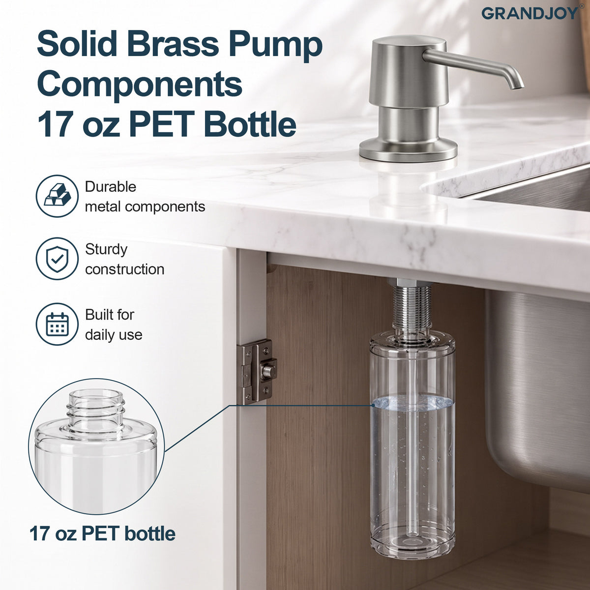 Deck-Mounted Liquid Soap Dispenser with 360-Degree Swivel Spout and Top-Fill Pump