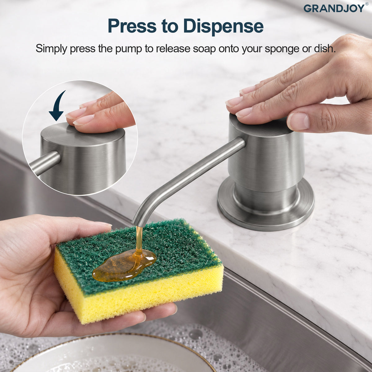 Deck-Mounted Liquid Soap Dispenser with 360-Degree Swivel Spout and Top-Fill Pump
