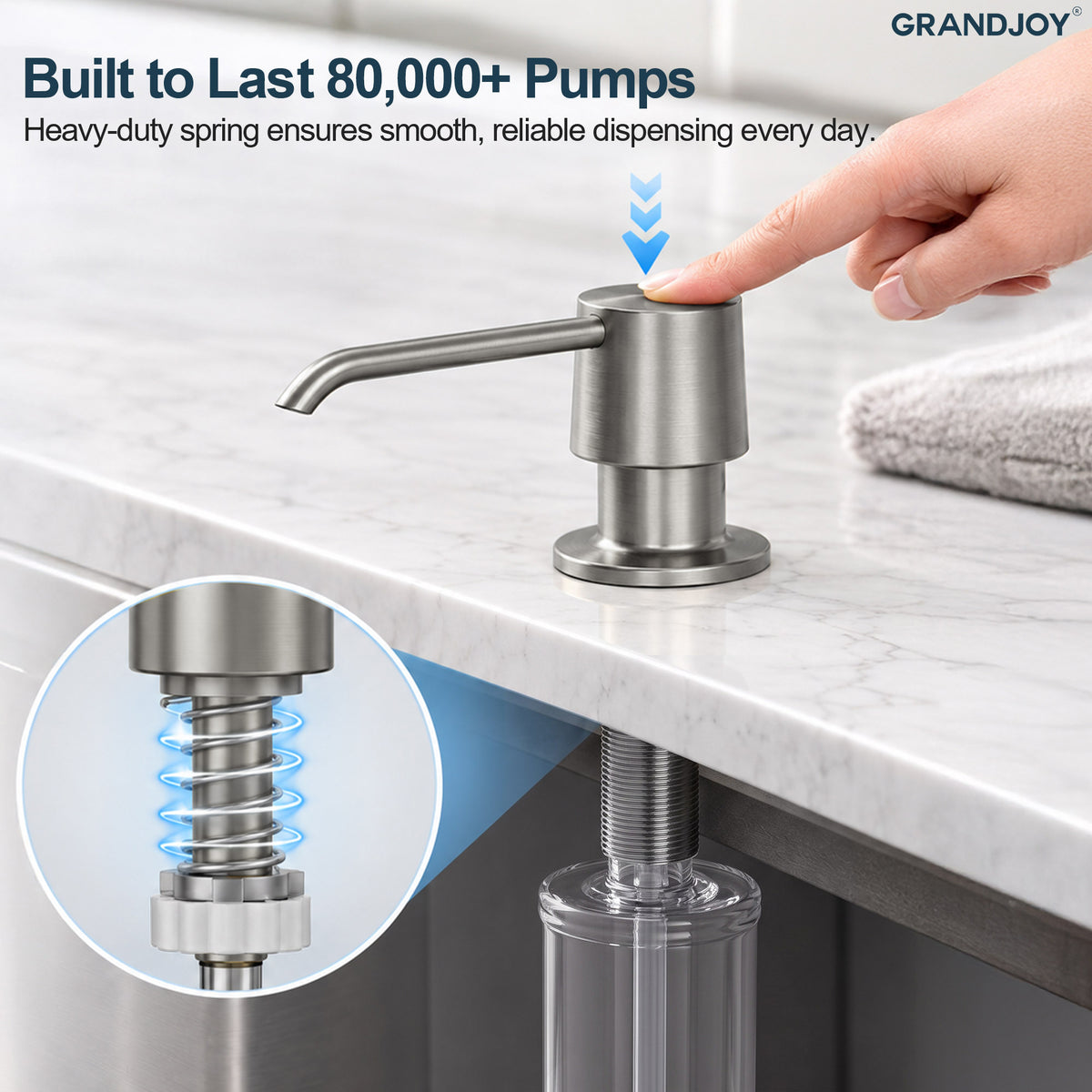 Deck-Mounted Liquid Soap Dispenser with 360-Degree Swivel Spout and Top-Fill Pump