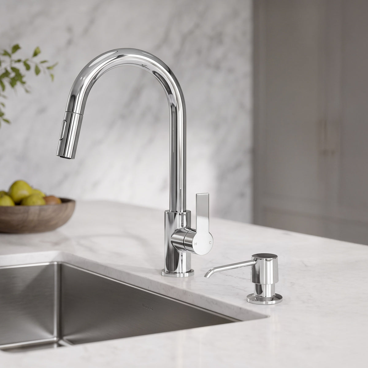 Deck-Mounted Liquid Soap Dispenser with 360-Degree Swivel Spout and Top-Fill Pump
