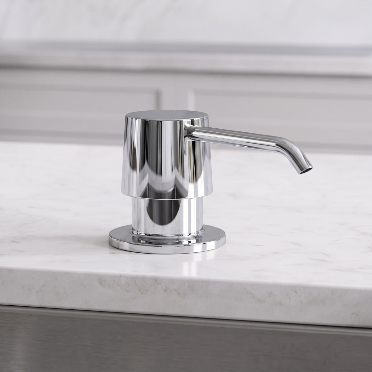 Deck-Mounted Liquid Soap Dispenser with 360-Degree Swivel Spout and Top-Fill Pump