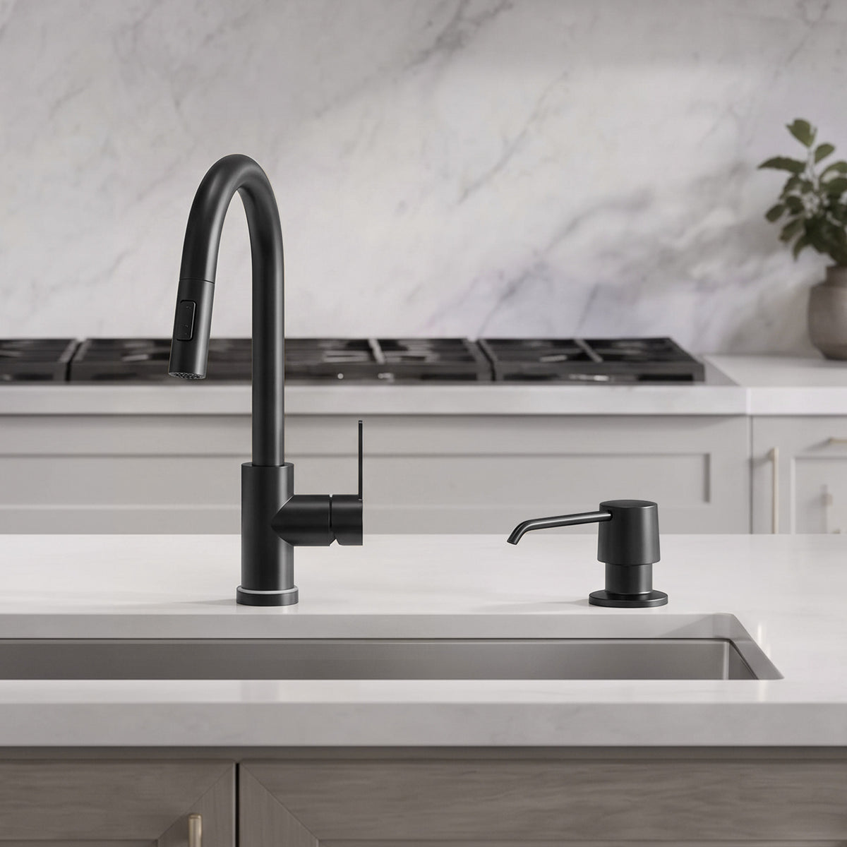 Deck-Mounted Liquid Soap Dispenser with 360-Degree Swivel Spout and Top-Fill Pump