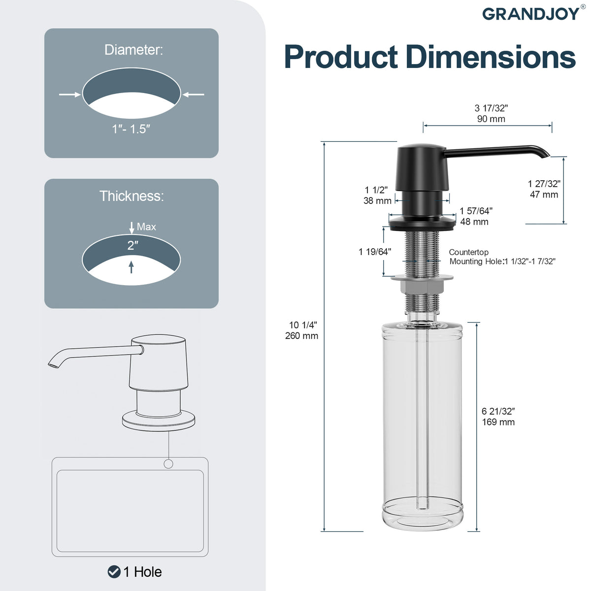 Deck-Mounted Liquid Soap Dispenser with 360-Degree Swivel Spout and Top-Fill Pump