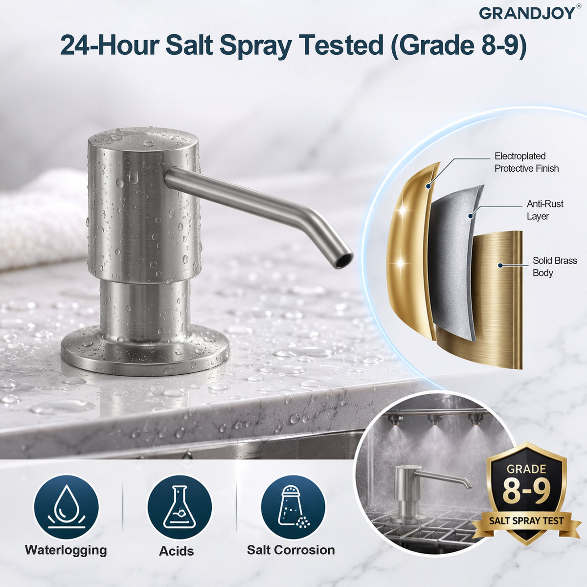 Deck-Mounted Liquid Soap Dispenser with Slim Pump Head and Straight Spout