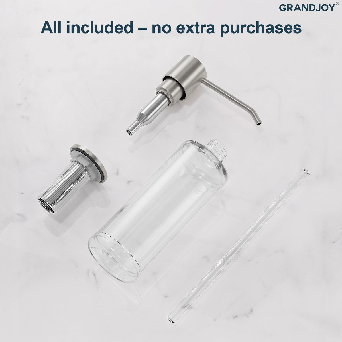 Deck-Mounted Liquid Soap Dispenser with Slim Pump Head and Straight Spout