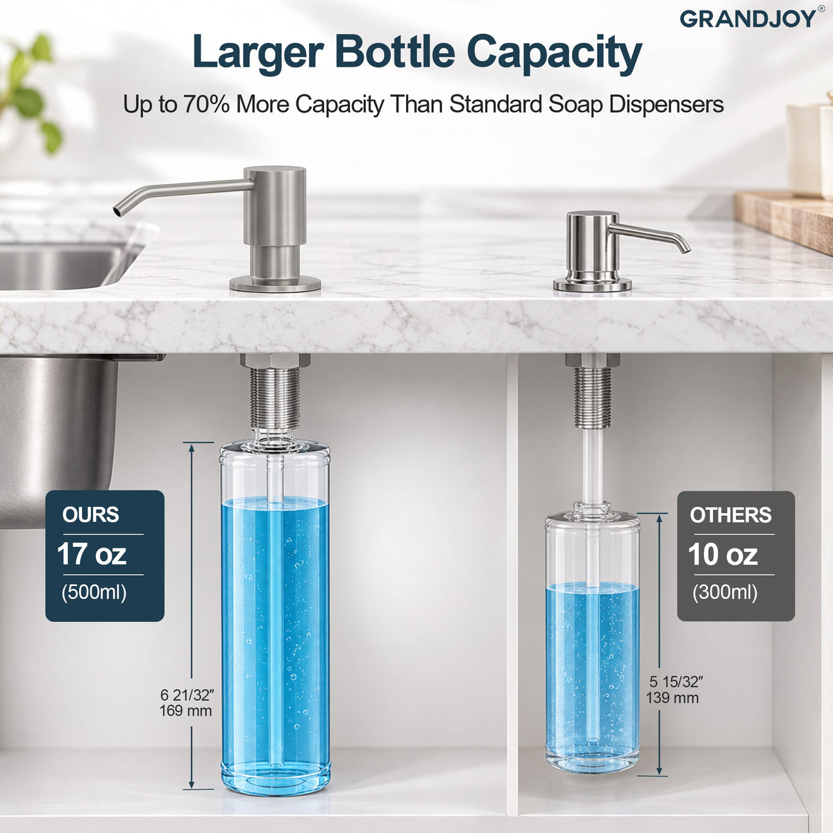 Deck-Mounted Liquid Soap Dispenser with Slim Pump Head and Straight Spout