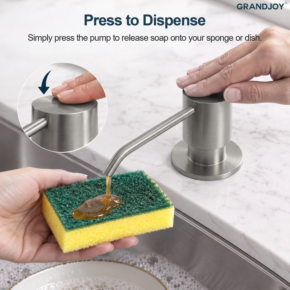 Deck-Mounted Liquid Soap Dispenser with Slim Pump Head and Straight Spout