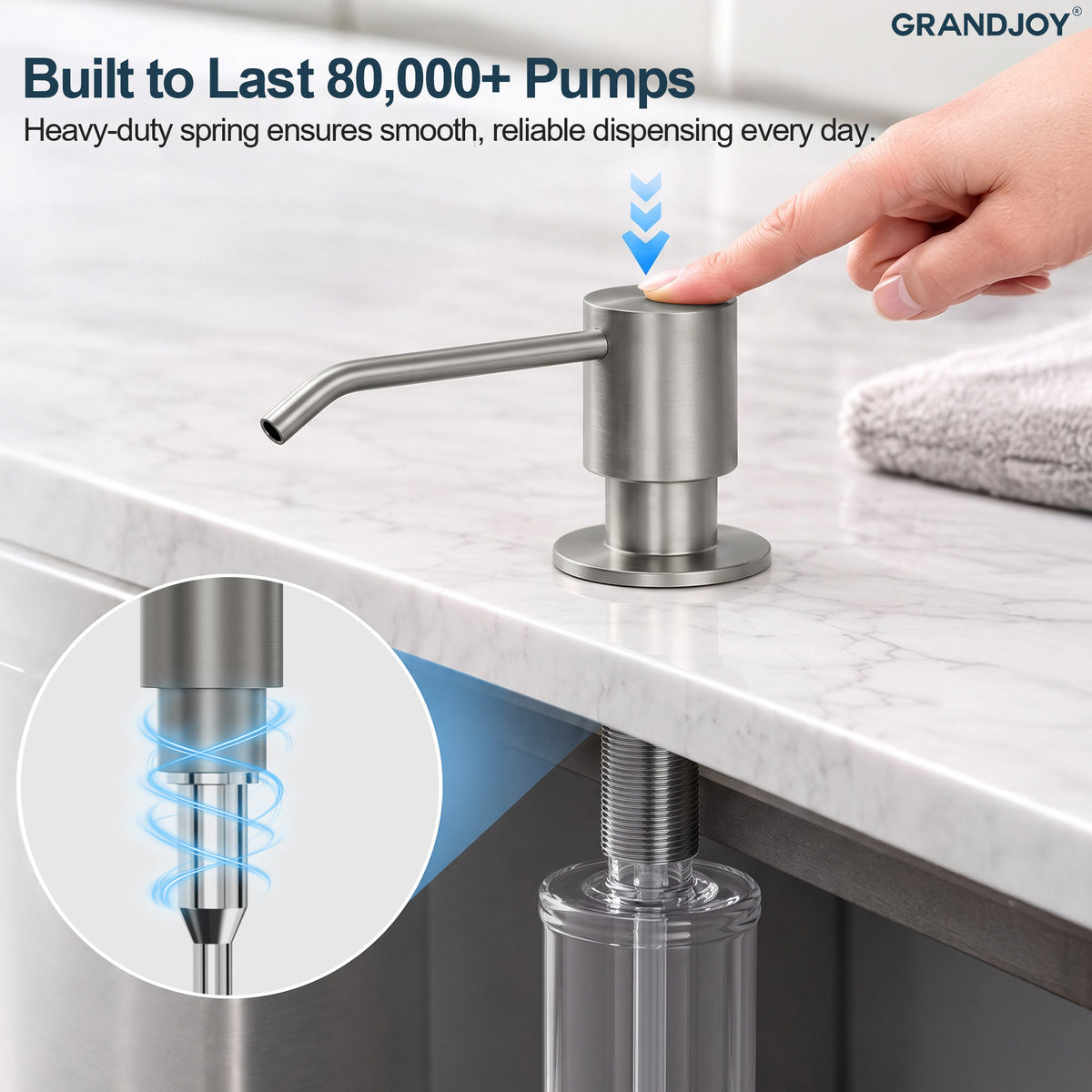 Deck-Mounted Liquid Soap Dispenser with Slim Pump Head and Straight Spout