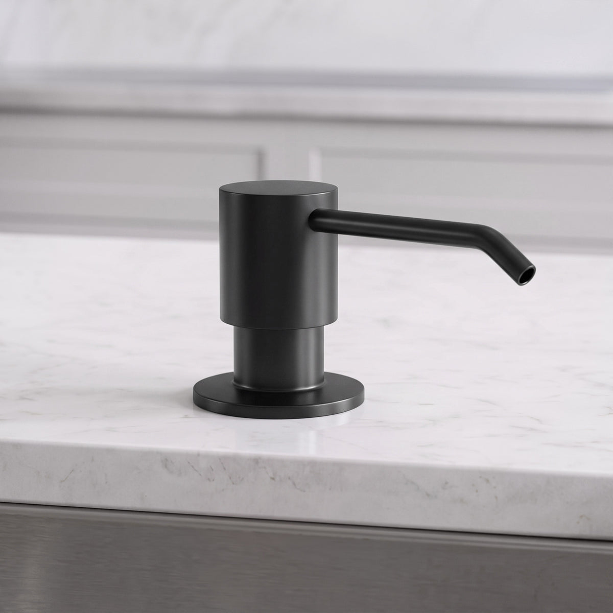 Deck-Mounted Liquid Soap Dispenser with Slim Pump Head and Straight Spout