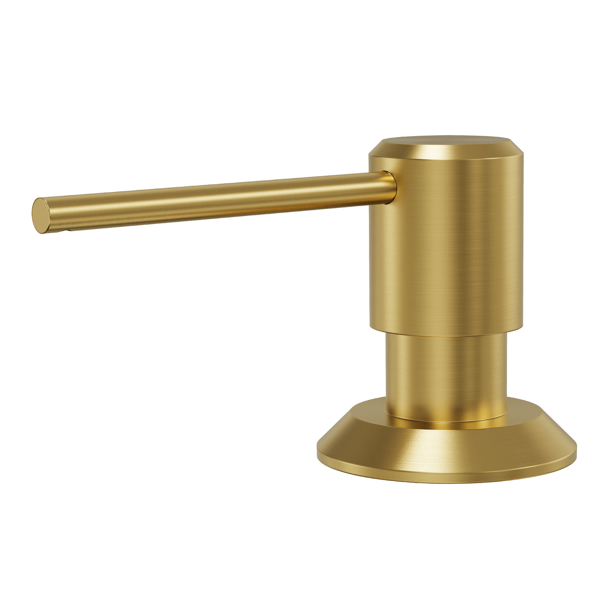Deck-Mounted Liquid Soap Dispenser with Long Slim Spout and Domed Flange