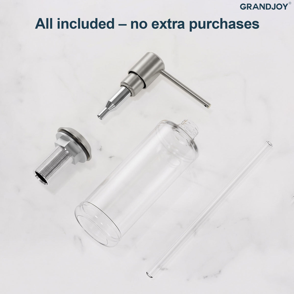 Deck-Mounted Liquid Soap Dispenser with Long Slim Spout and Domed Flange
