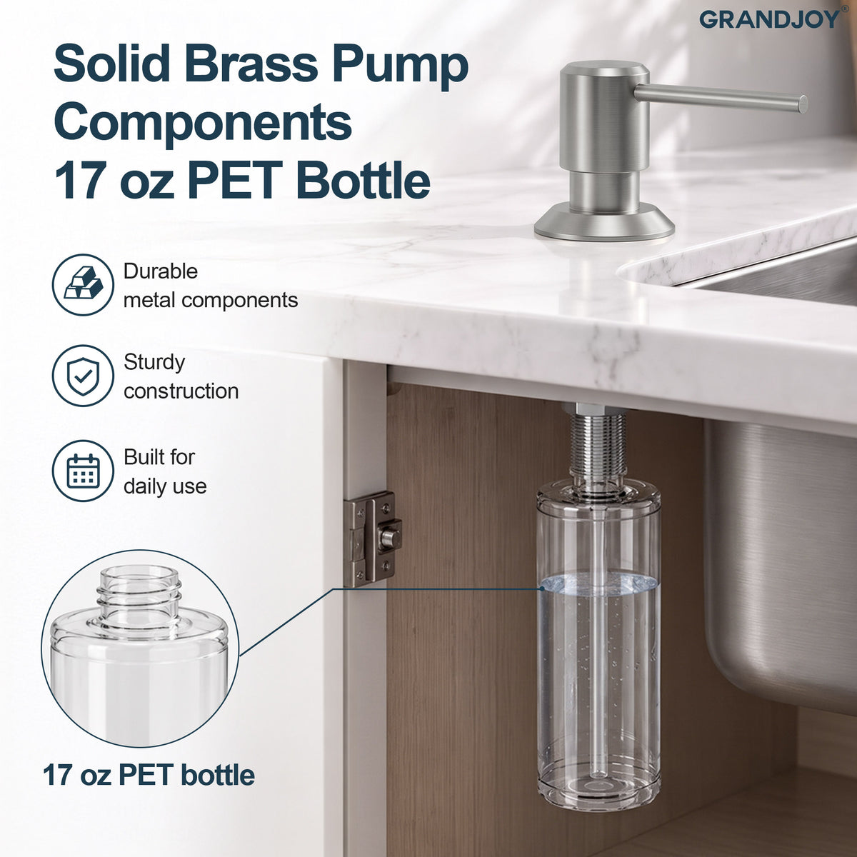 Deck-Mounted Liquid Soap Dispenser with Long Slim Spout and Domed Flange