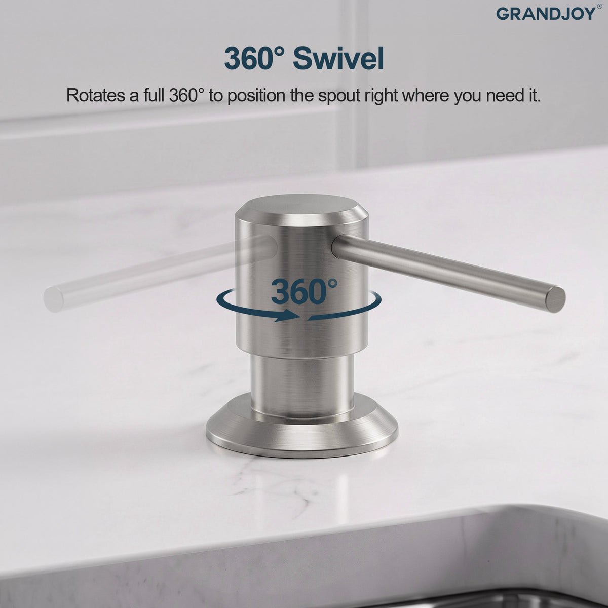 Deck-Mounted Liquid Soap Dispenser with Long Slim Spout and Domed Flange