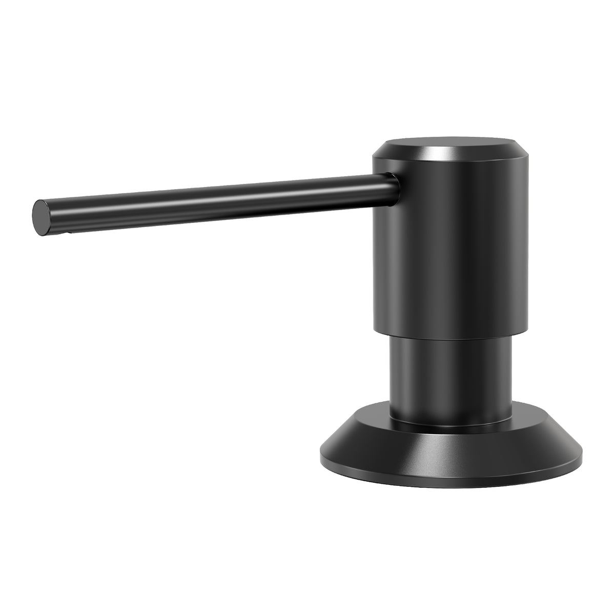 Deck-Mounted Liquid Soap Dispenser with Long Slim Spout and Domed Flange