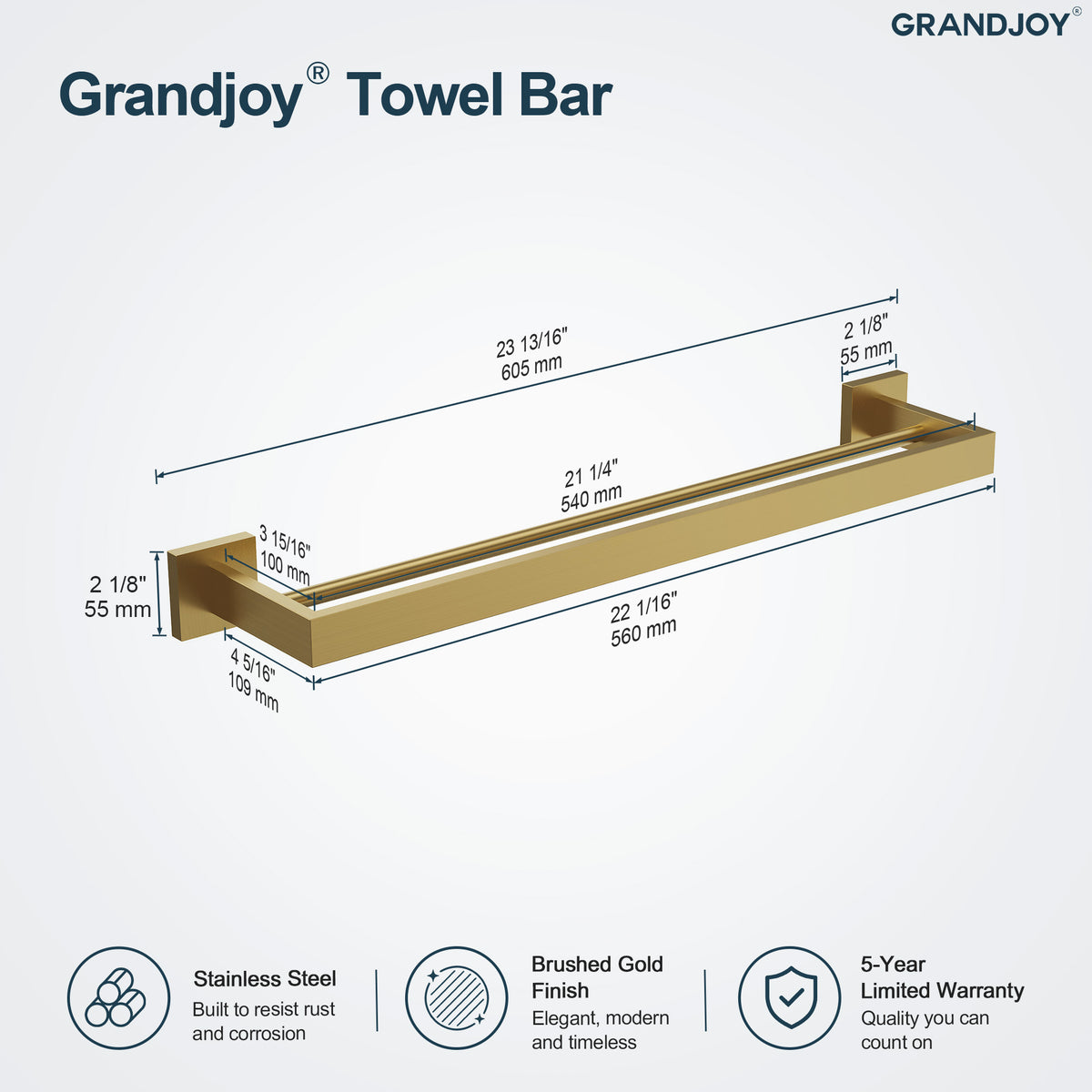 Wall Mounted Double Towel Bar for Bathroom Organization