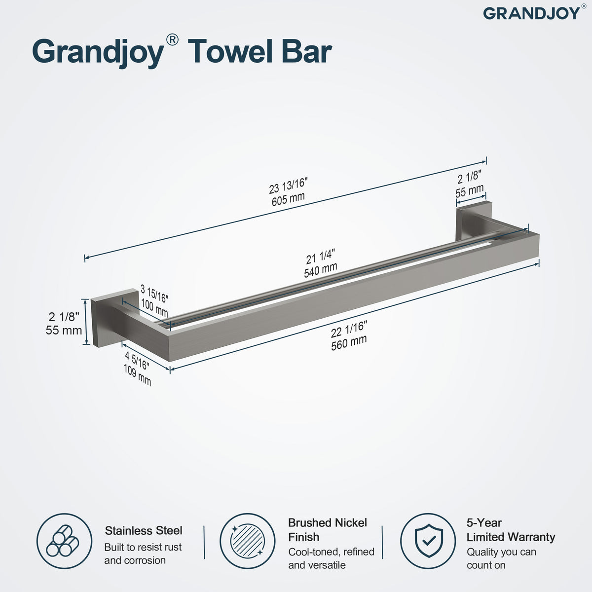 Wall Mounted Double Towel Bar for Bathroom Organization