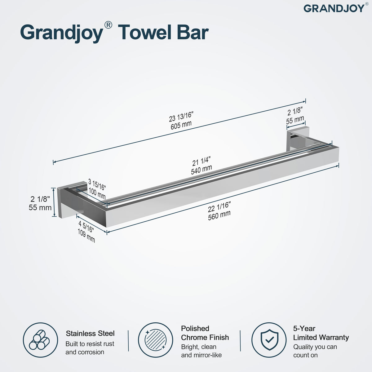 Wall Mounted Double Towel Bar for Bathroom Organization