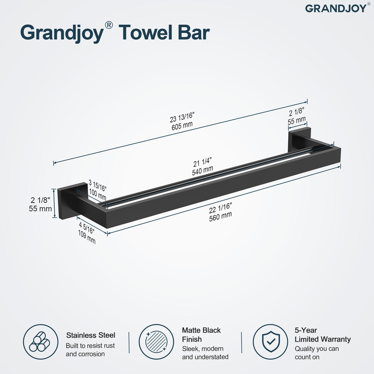 Wall Mounted Double Towel Bar for Bathroom Organization
