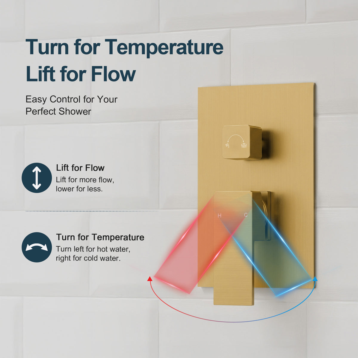 Square Wall-Mounted Pressure-Balanced Shower System with Handheld Spray