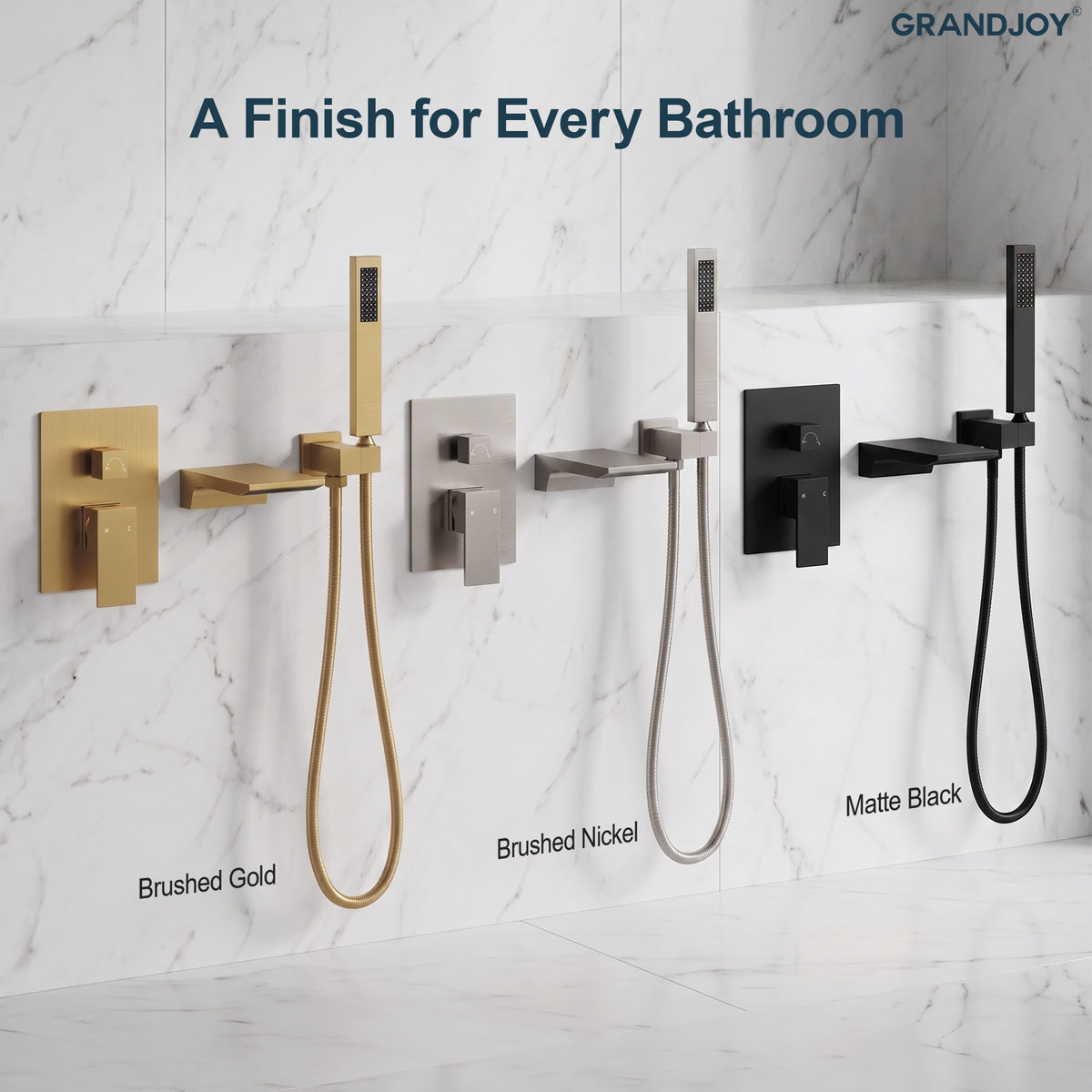 Modern Single-Handle Wall-Mounted Bathtub Faucet with Hand Shower
