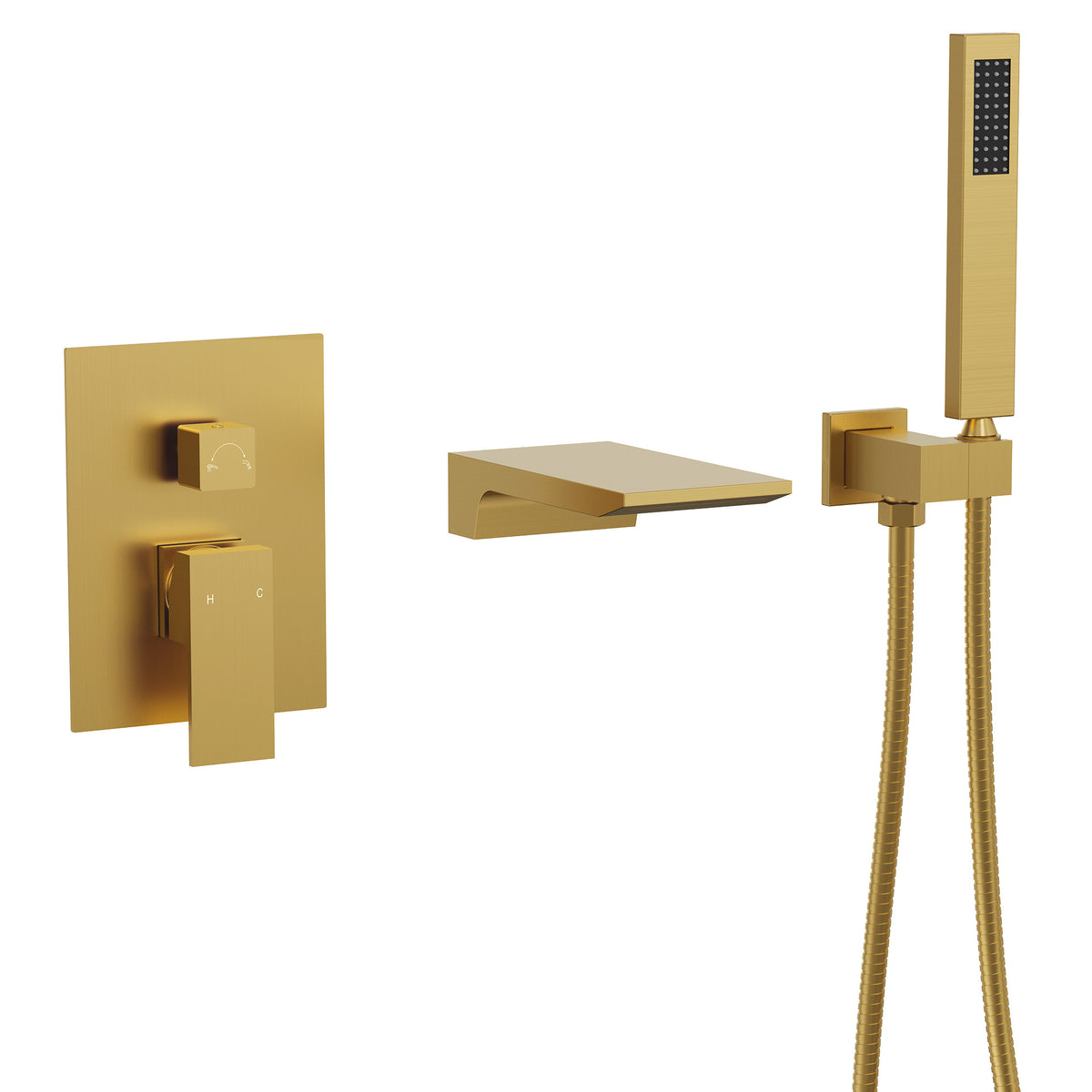 Modern Single-Handle Wall-Mounted Bathtub Faucet with Hand Shower