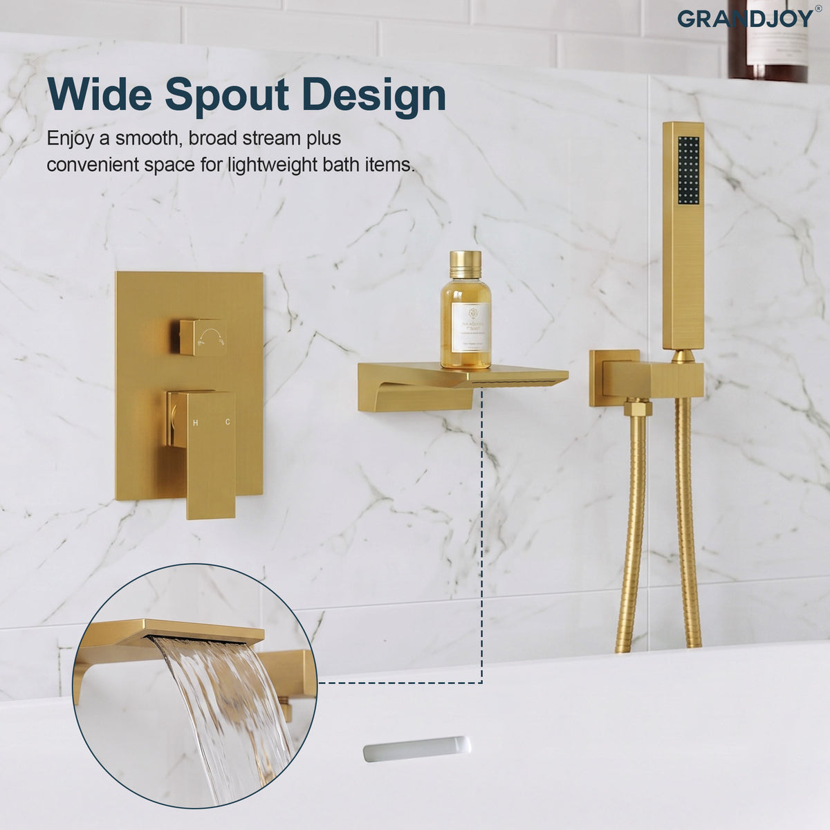 Modern Single-Handle Wall-Mounted Bathtub Faucet with Hand Shower