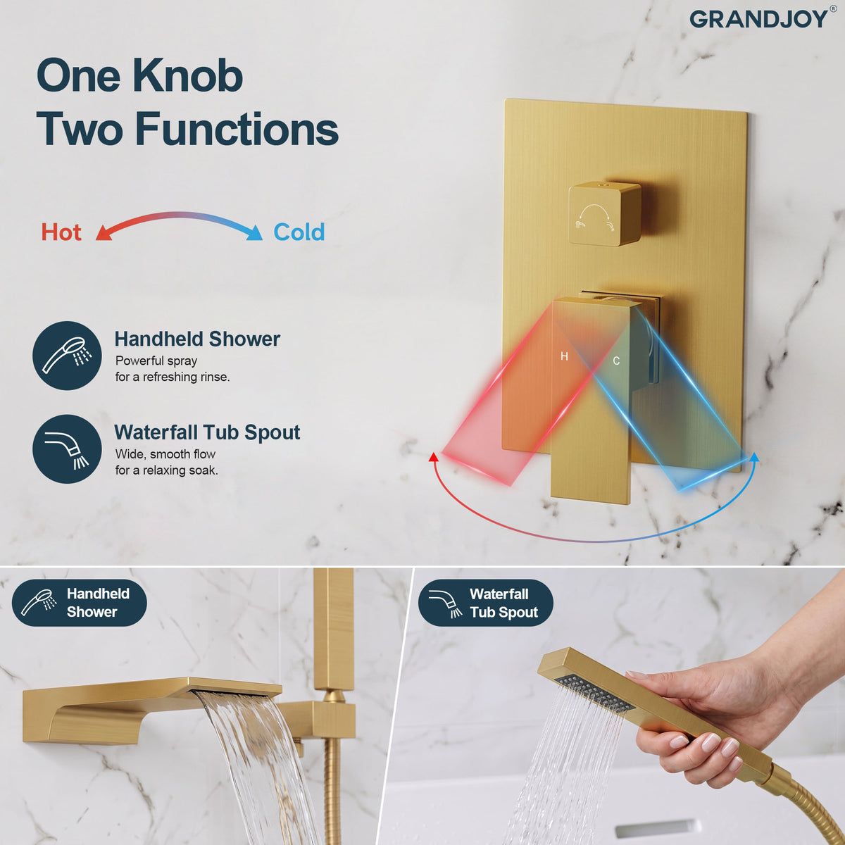 Modern Single-Handle Wall-Mounted Bathtub Faucet with Hand Shower