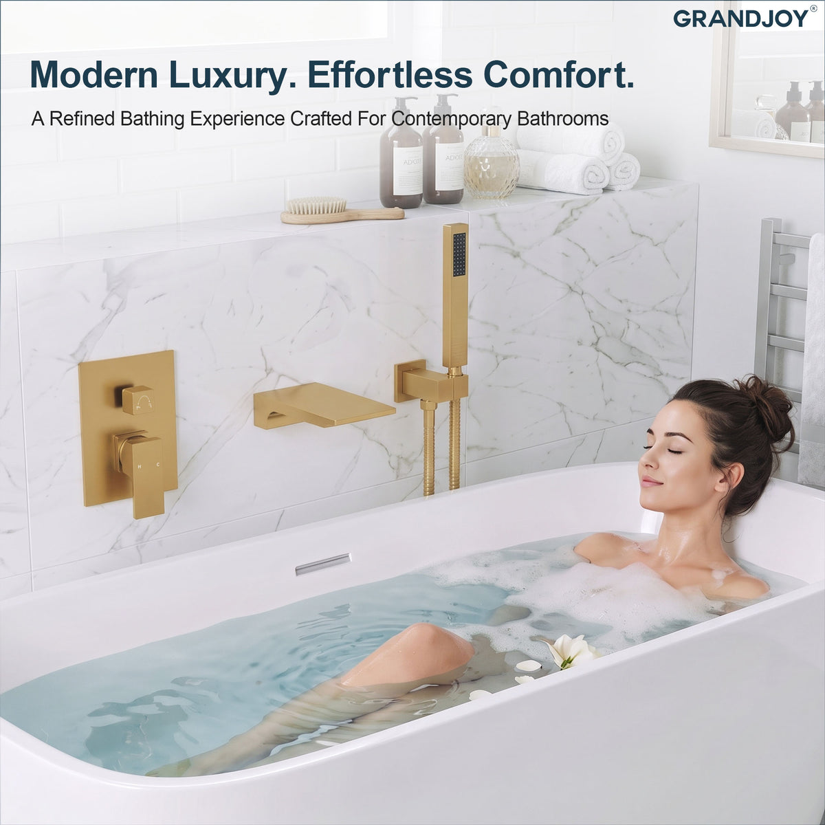 Modern Single-Handle Wall-Mounted Bathtub Faucet with Hand Shower