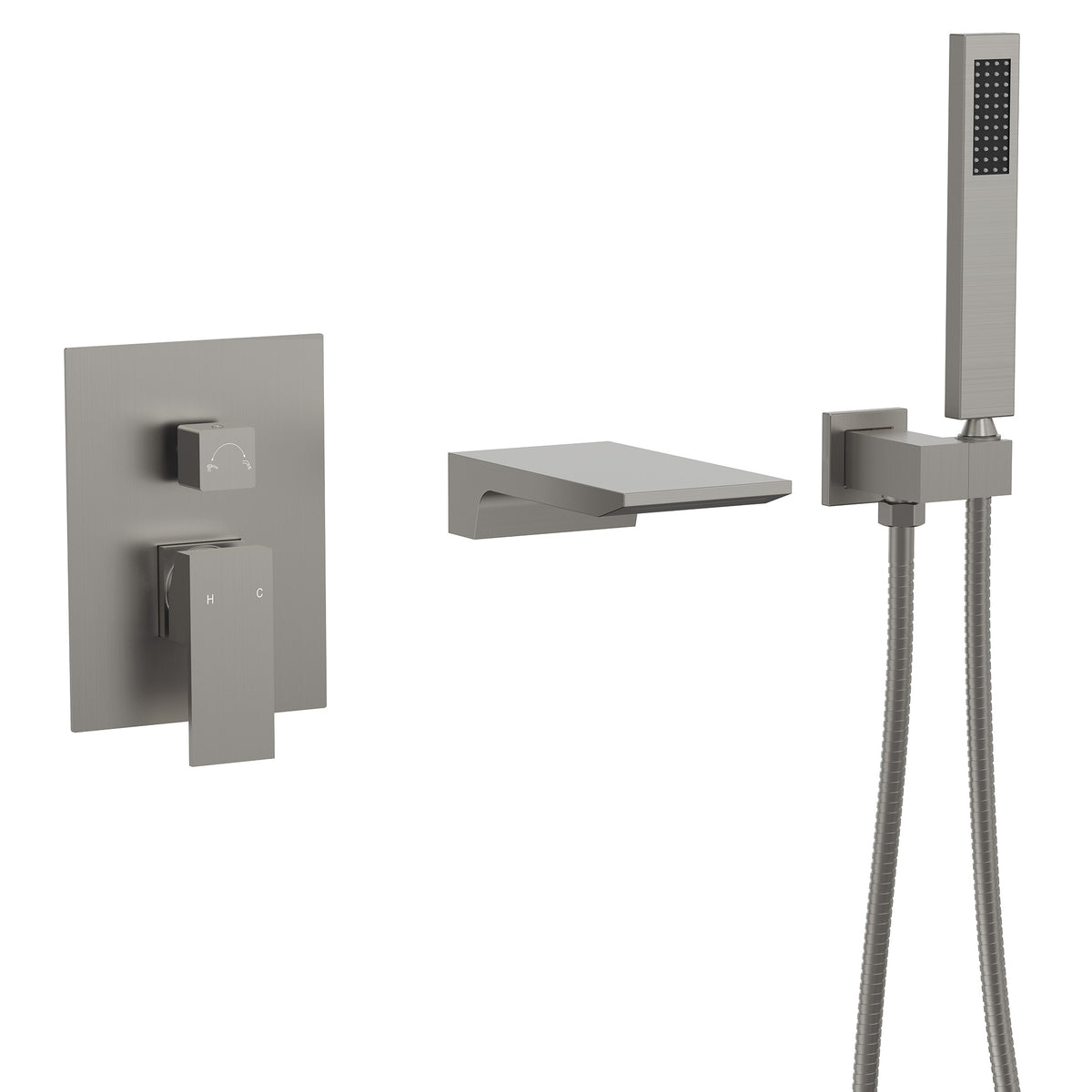 Modern Single-Handle Wall-Mounted Bathtub Faucet with Hand Shower