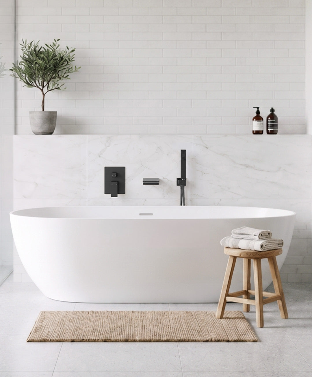 Modern Single-Handle Wall-Mounted Bathtub Faucet with Hand Shower