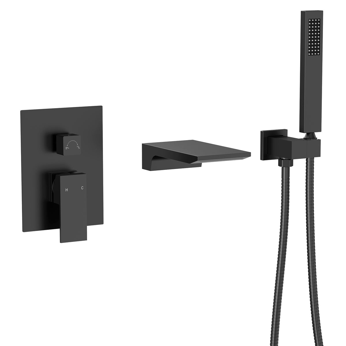 Modern Single-Handle Wall-Mounted Bathtub Faucet with Hand Shower