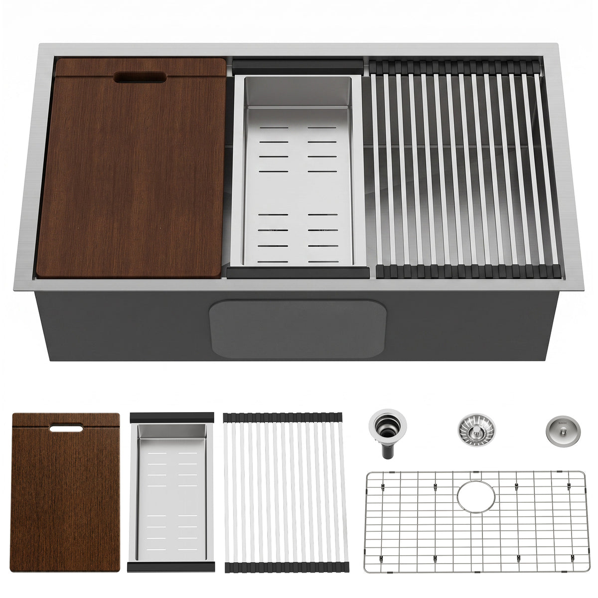 32-Inch Undermount Workstation Kitchen Sink with Four Accessories