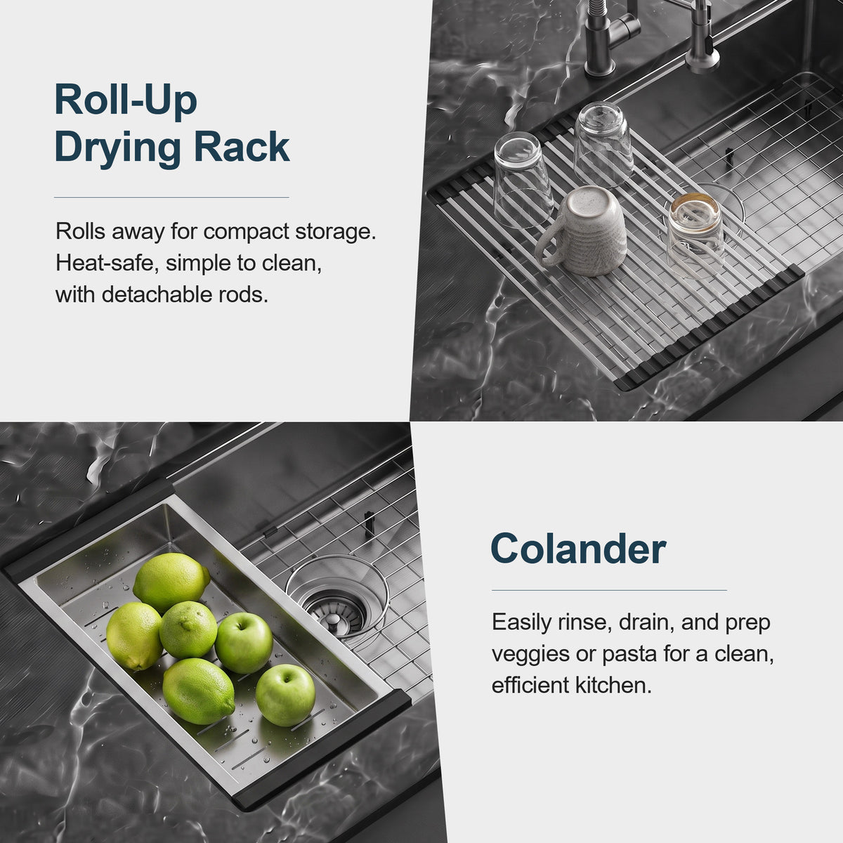 32-Inch Undermount Workstation Kitchen Sink with Four Accessories
