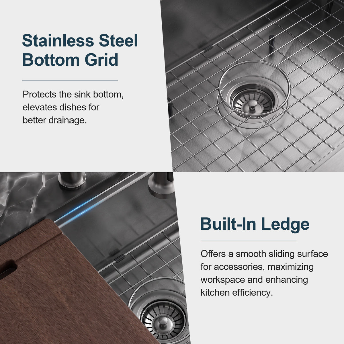 32-Inch Undermount Workstation Kitchen Sink with Four Accessories