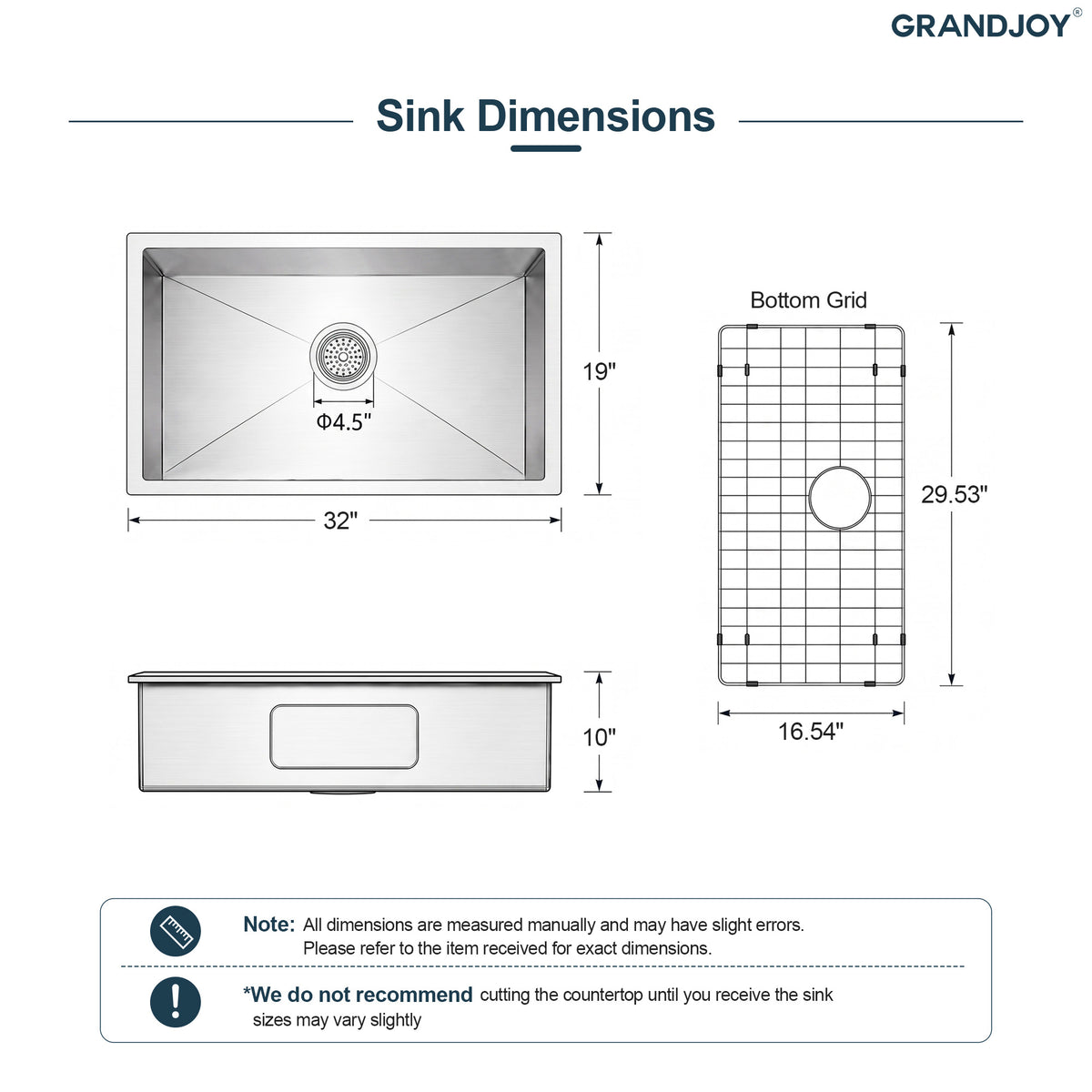 32-Inch Undermount Stainless Steel Single Bowl Kitchen Sink