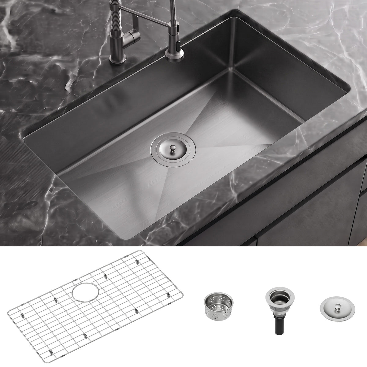 32-Inch Undermount Stainless Steel Single Bowl Kitchen Sink