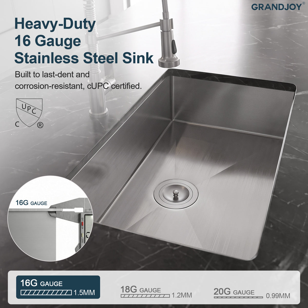 32-Inch Undermount Stainless Steel Single Bowl Kitchen Sink