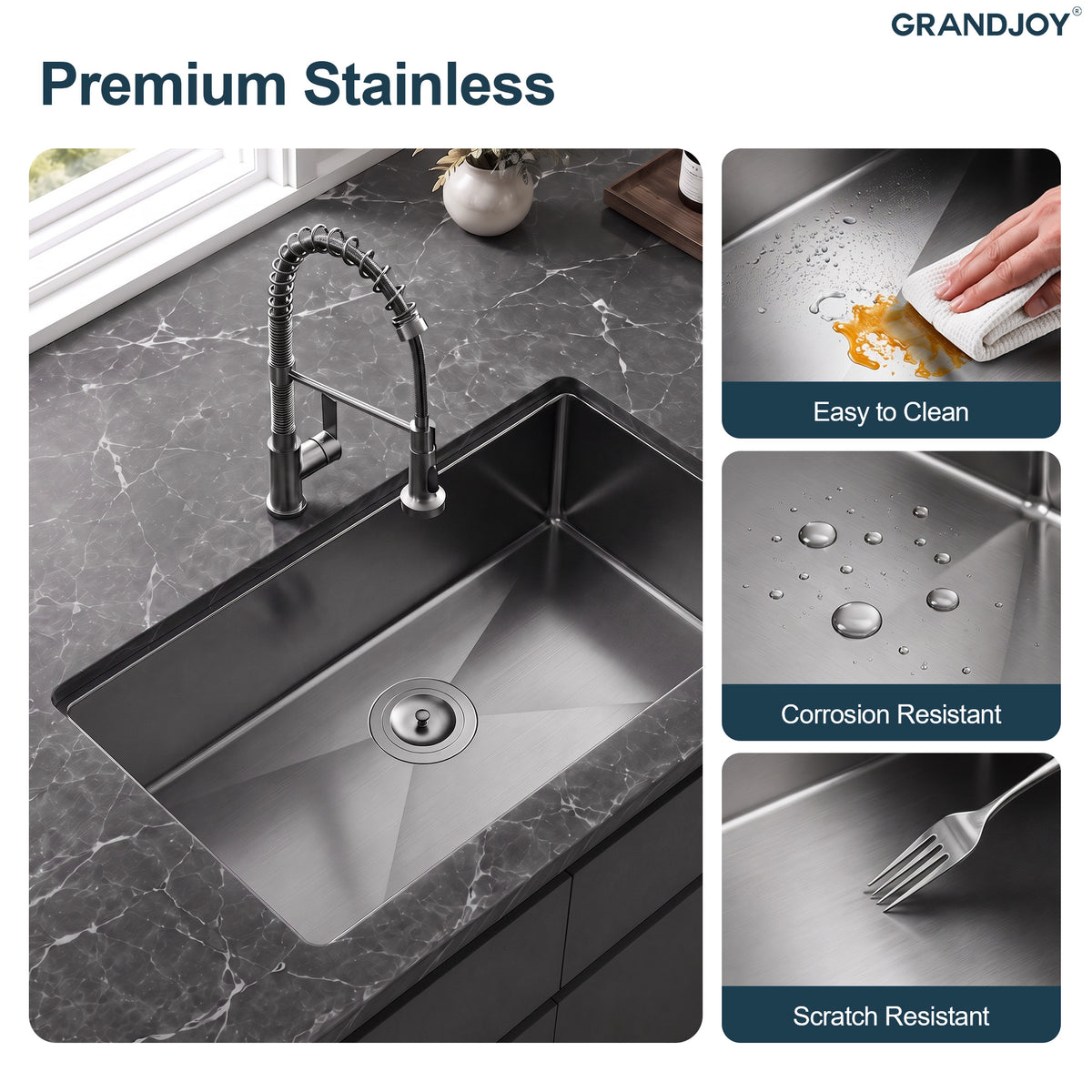 32-Inch Undermount Stainless Steel Single Bowl Kitchen Sink