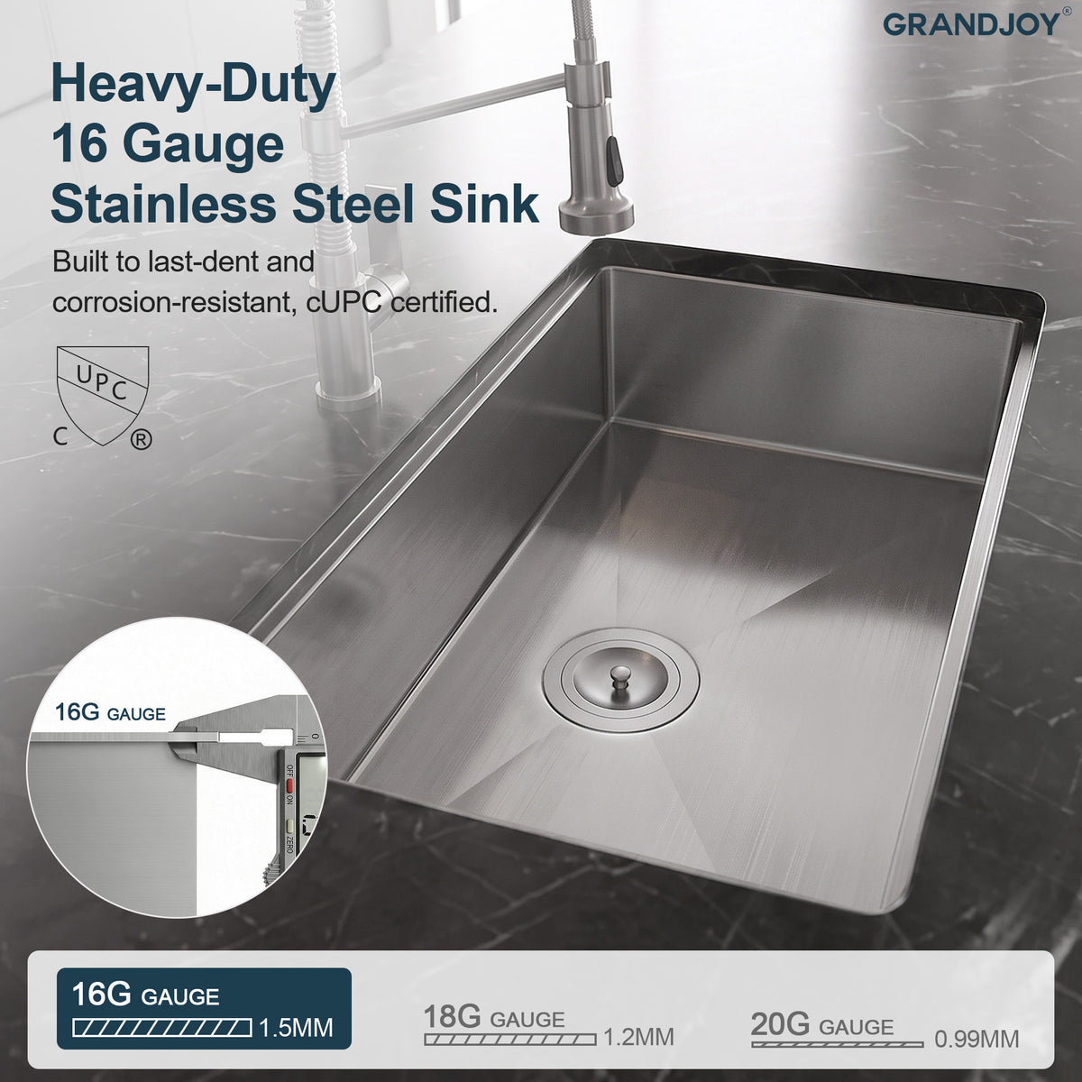 30-Inch Undermount Stainless Steel Workstation Kitchen Sink with Deep Basin