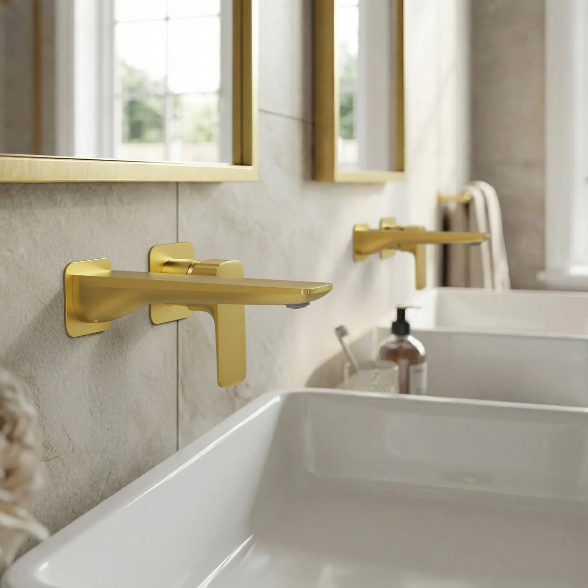 Single-Handle Wall-Mount Bathroom Sink Faucet With Pop-Up Drain