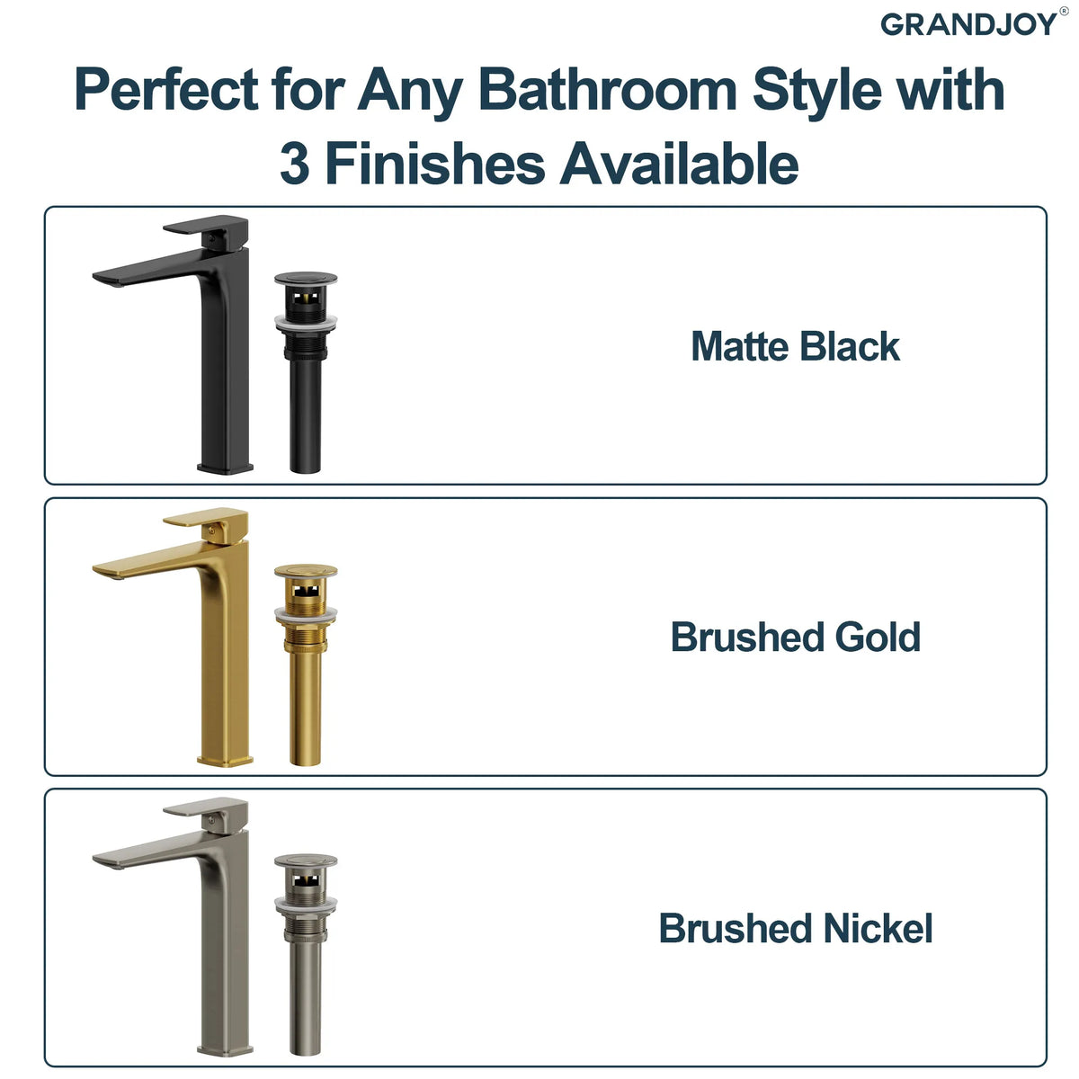 Single-Handle Vessel Bathroom Sink Faucet With Pop-Up Drain