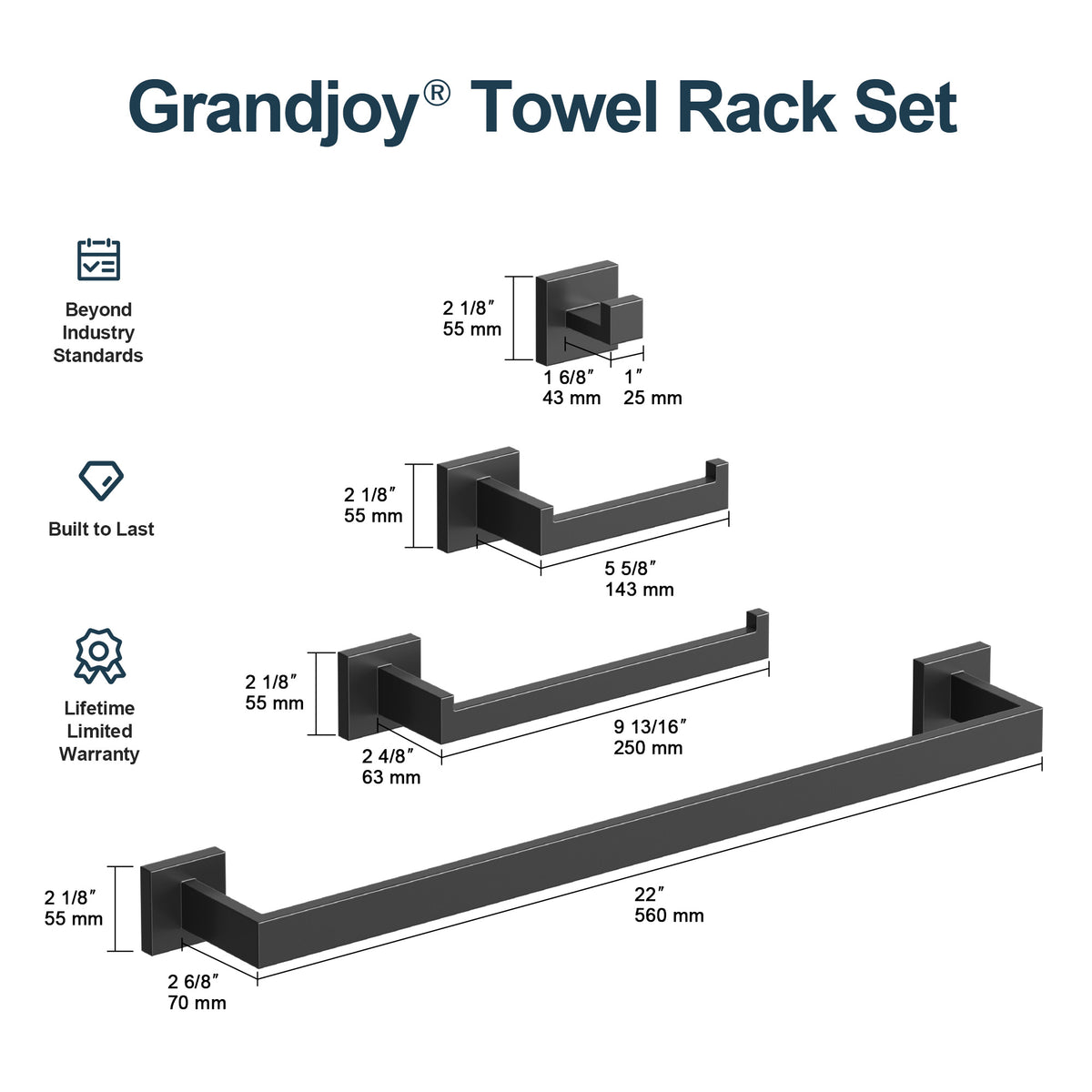 Four-Piece Wall-Mounted 304 Stainless Steel Bathroom Hardware Set