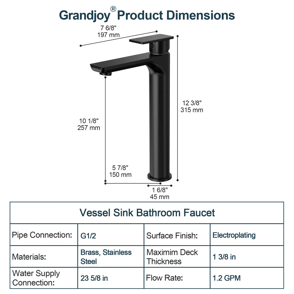 Single-Handle Vessel Bathroom Sink Faucet With Pop-Up Drain