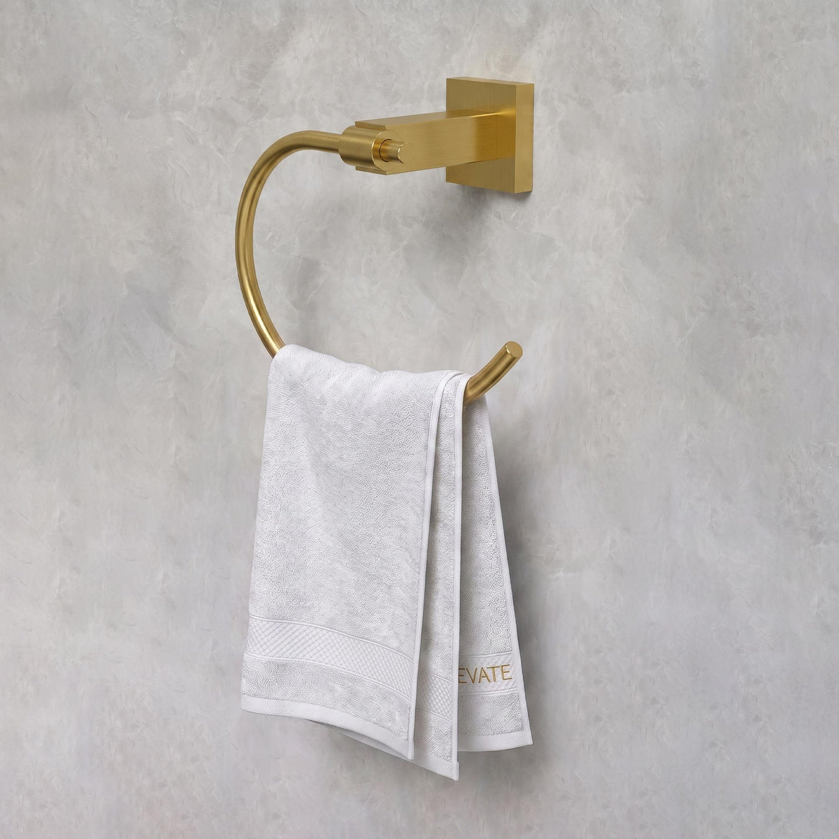 Square Wall-Mounted Swing-Arm Towel Ring with 180-Degree Pivot